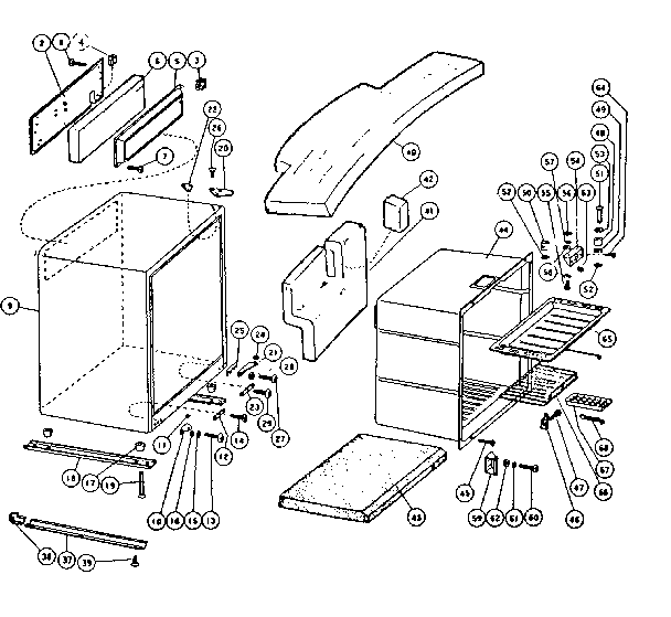 Norcold DE-250 cabinet and chassis diagram