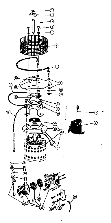 Kenmore 58764090 heater, impeller, motor, and pump diagram
