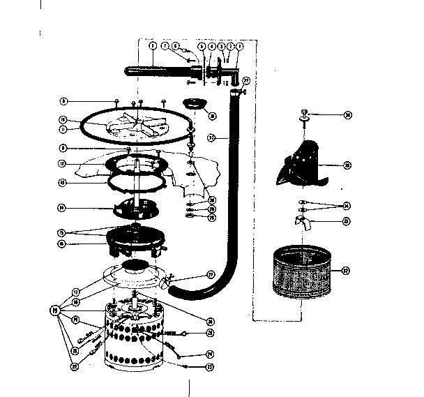 Sears 58764450 motor, heater, and impeller details diagram