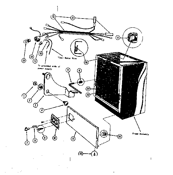 Kenmore 58764700 frame and access panel assemblies diagram
