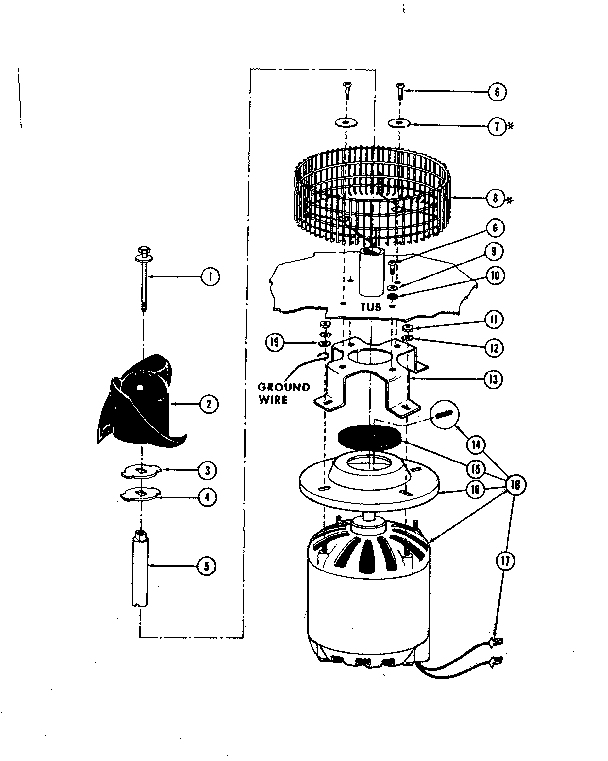 Kenmore 58764700 motor and impeller assembly diagram