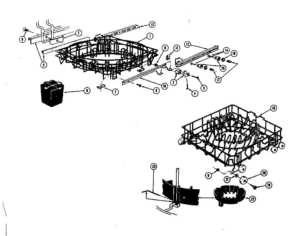 Kenmore 58764700 rack assemblies diagram