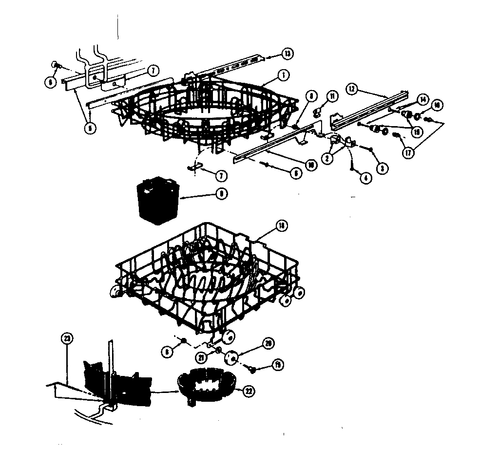 Kenmore 58764730 rack assemblies diagram