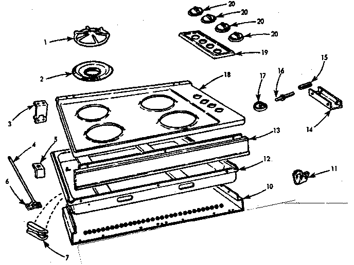 Kenmore 1037805404 main top diagram