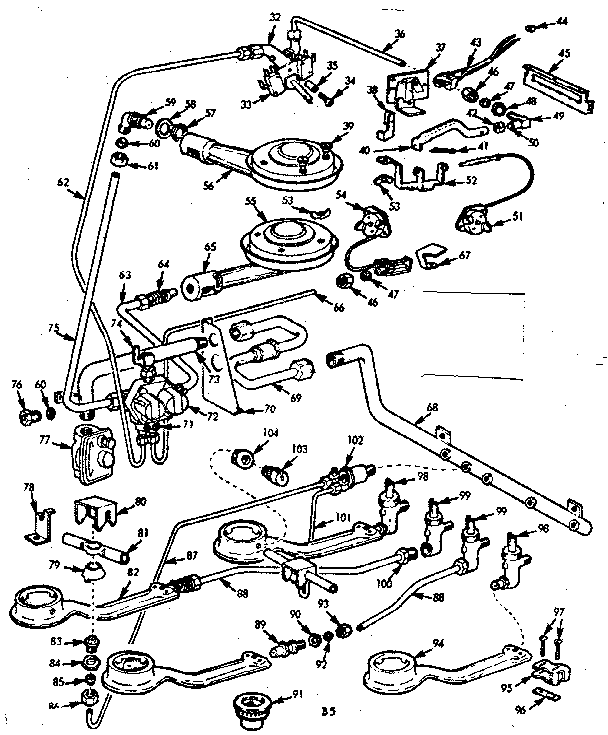 Kenmore 1037805404 burner section diagram
