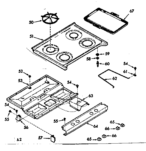 Kenmore 1037747140 main top section diagram