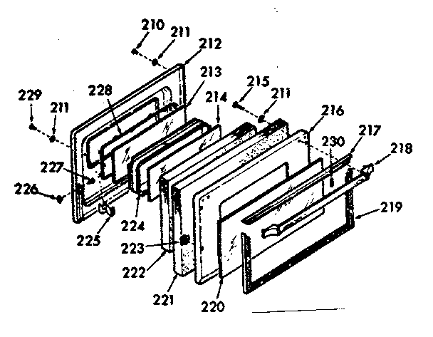 Kenmore 1037747140 oven door section diagram