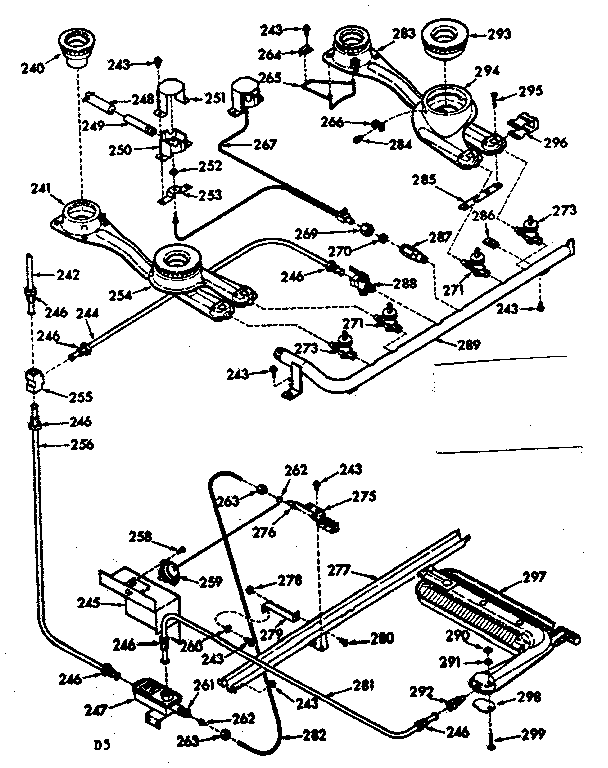 Kenmore 1037747140 lower burner section diagram