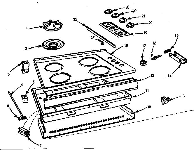 Kenmore 1037845400 main top section diagram