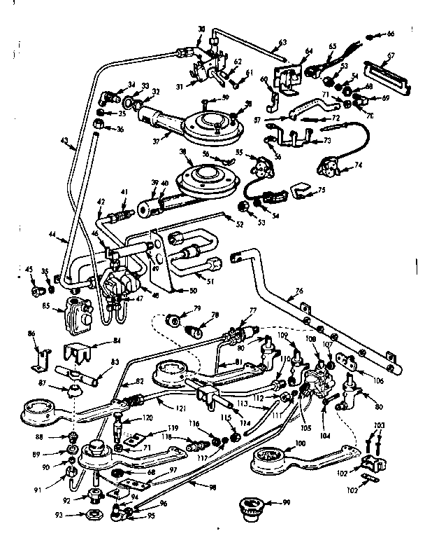 Kenmore 1037845400 burner section diagram