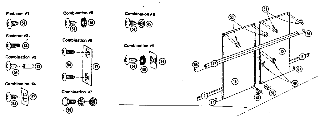 Sears 69660051 fastener combinations diagram