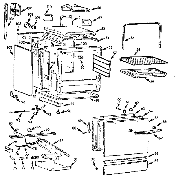 Kenmore 1037846700 lower body section diagram
