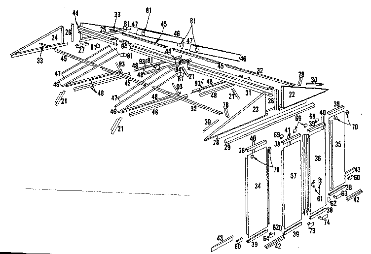 Sears 69660848 floor frame and wall assembly diagram