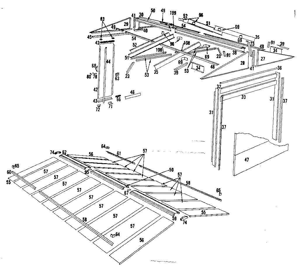 Sears 69660894 roof assembly diagram