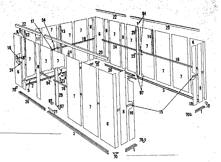 Sears 69660894 floor frame and wall assembly diagram
