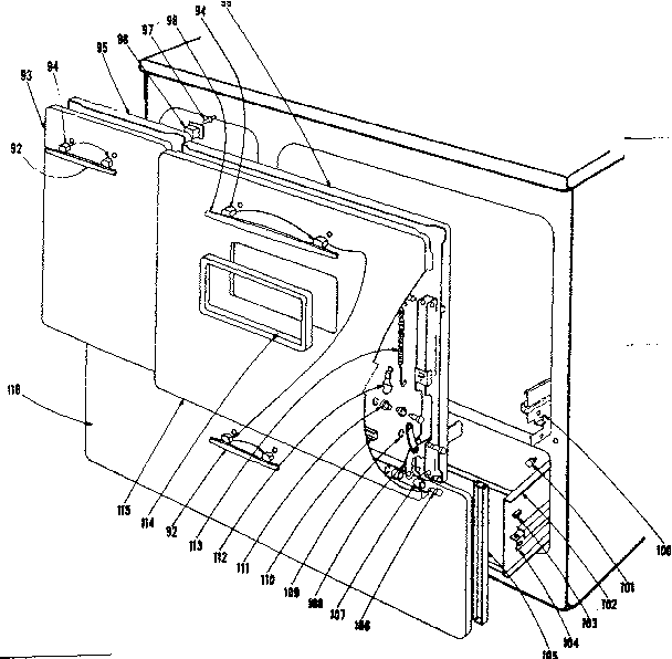 Kenmore 1019686600 door and drawer section diagram