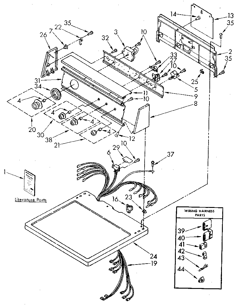 Kenmore 11087982700 top and console parts diagram