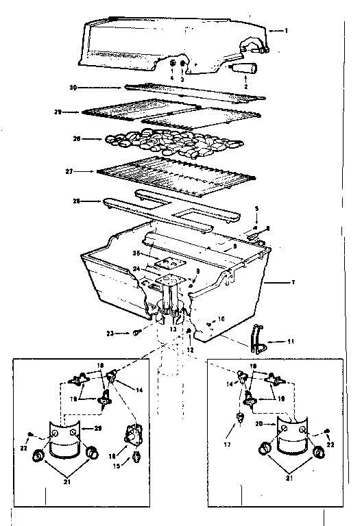 Kenmore 25822722 grill and burner section diagram