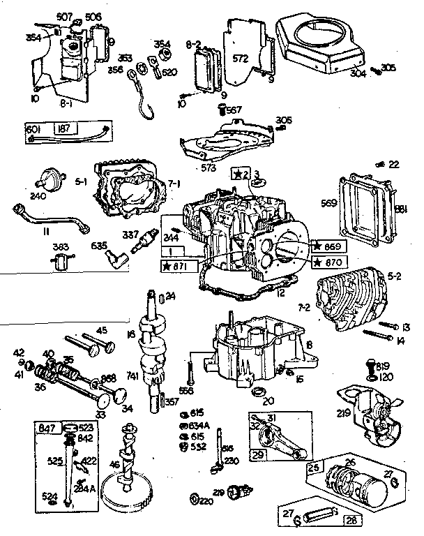Briggs & Stratton 422707 (0133-01 - 0133-01) cylinder assembly diagram