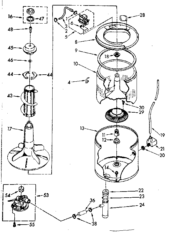 Kenmore 11083370120 tub and basket parts (non-suds only) diagram