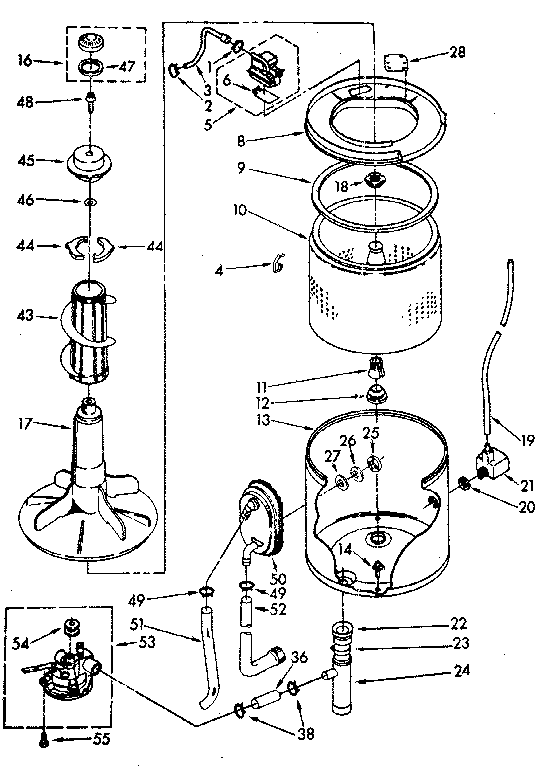 Kenmore 11083370120 tub and basket parts (suds only) diagram