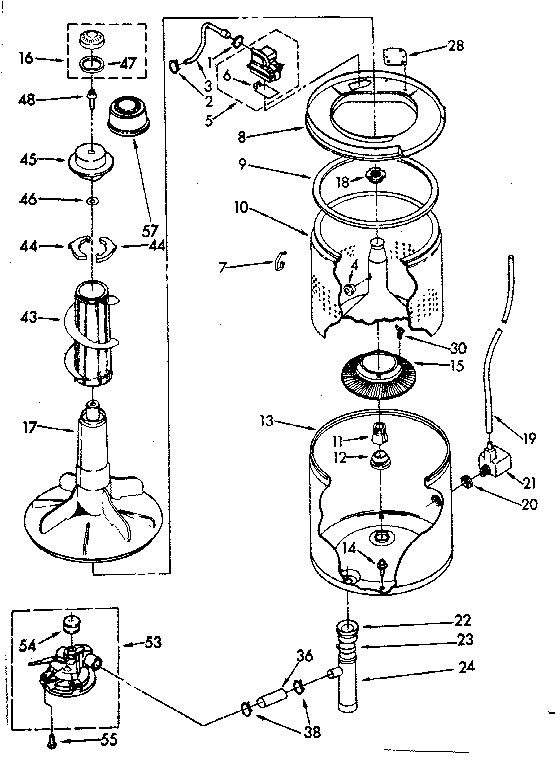 Kenmore 11083371620 tub and basket parts (non-suds only) diagram