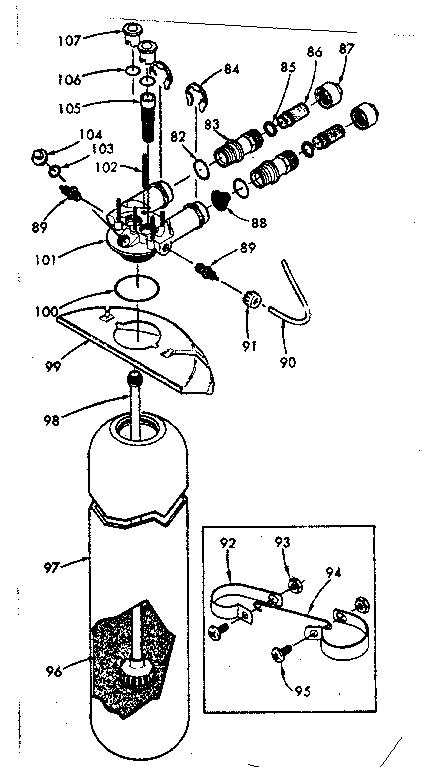 Kenmore 625340500 resin tank, valve adaptor and connecting parts diagram