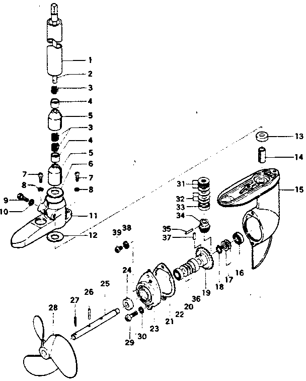 Tanaka TOB-175 drive shaft pipe & gear case diagram