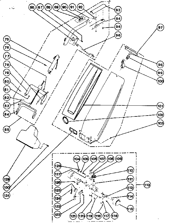 Kenmore 1753192280 handle and bag housing diagram