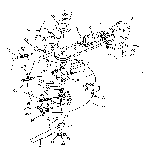 MTD 125-570A deck and pulley system diagram