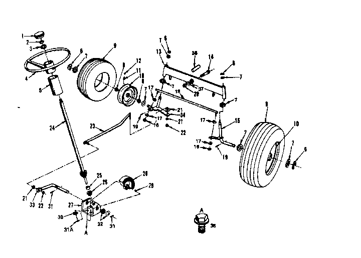 Craftsman 917252641 steering, front axle and wheels diagram