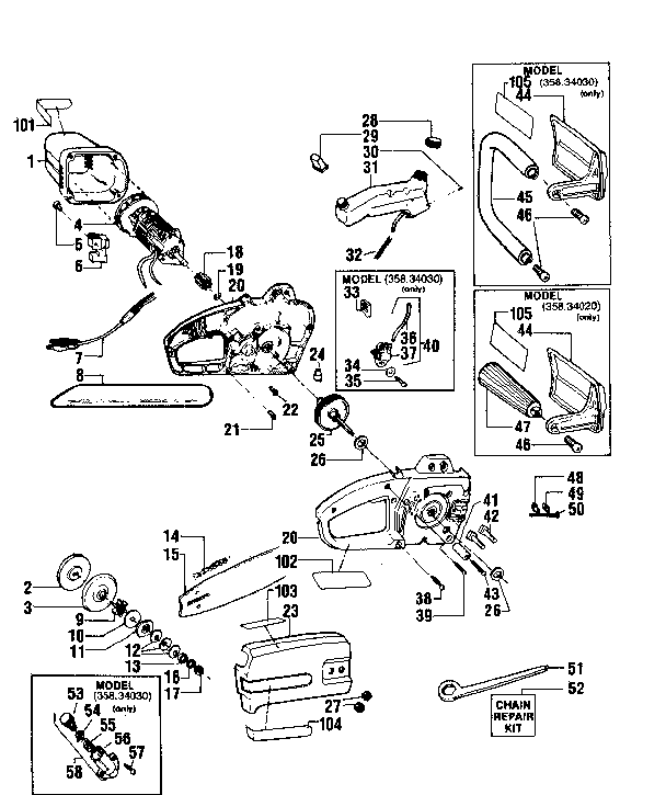 Craftsman 35834020 replacement parts diagram