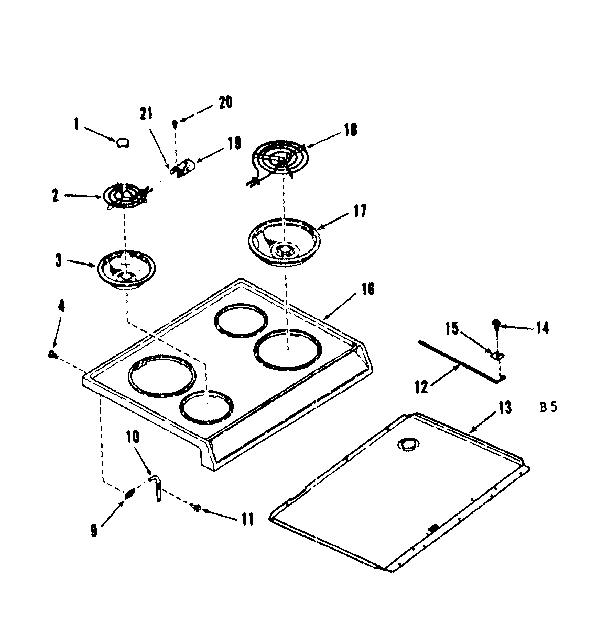 Kenmore 1039278412 main top diagram