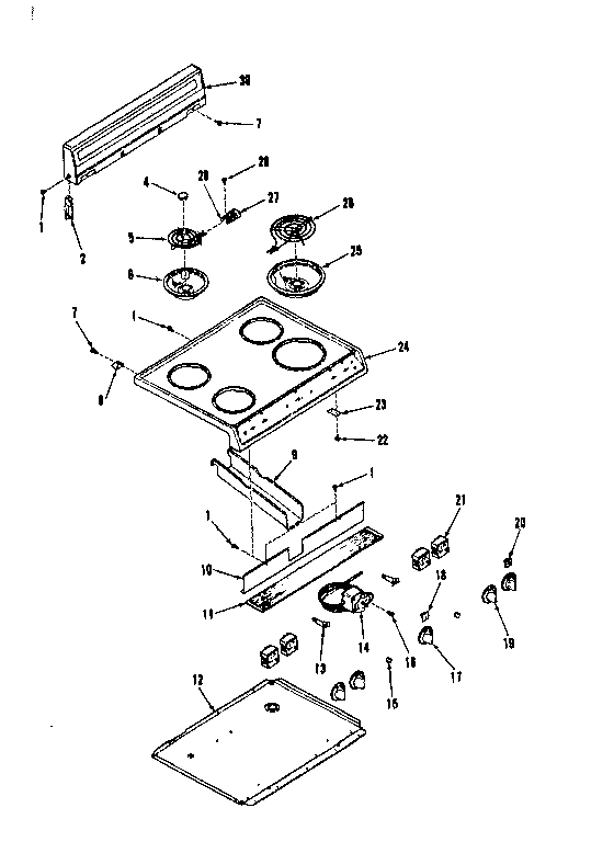 Kenmore 1036208511 backguard and main top diagram