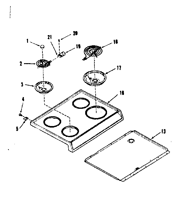 Kenmore 1036268412 main top diagram