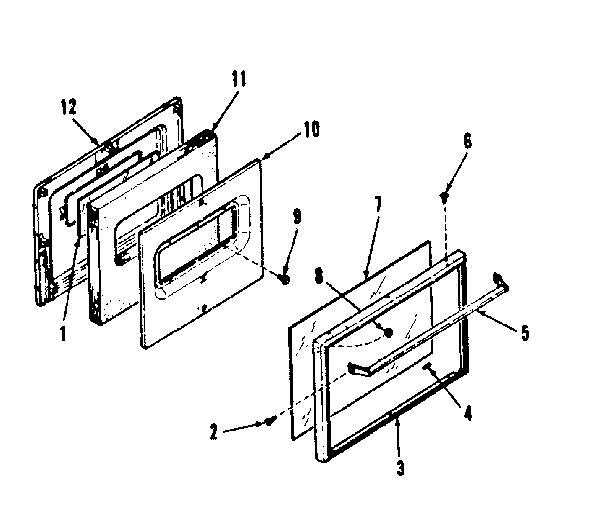 Kenmore 1036268412 model 911.6348412 oven door diagram