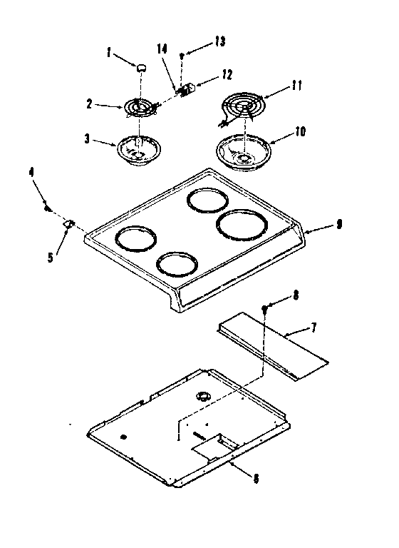 Kenmore 1036408412 main top section diagram