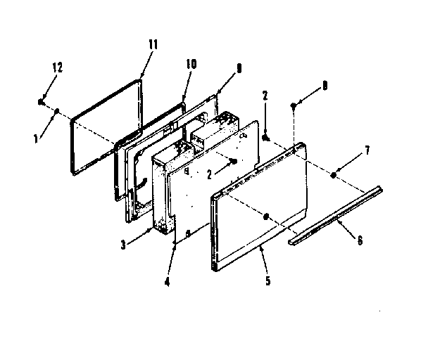 Kenmore 1036408412 oven door section (model 911.6408412) diagram