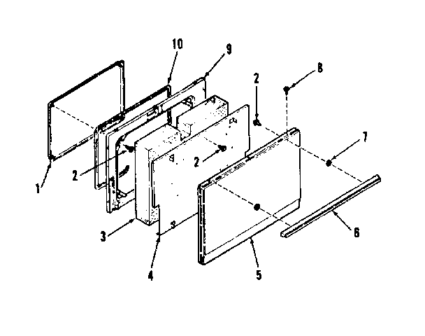 Kenmore 1036408412 oven door section (model 911.6408413) diagram