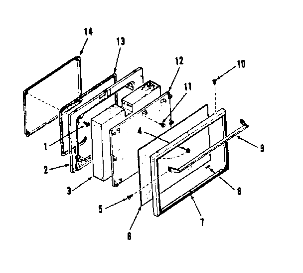 Kenmore 1036408412 oven door section (model 911.6428413) diagram