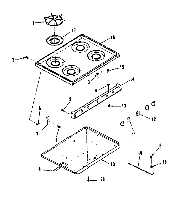 Kenmore 1037278510 main top section diagram