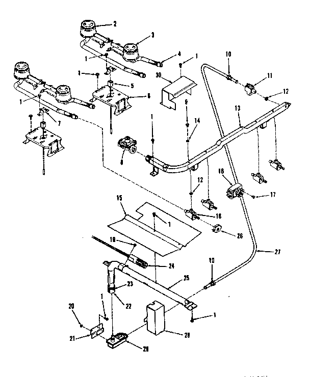 Kenmore 1037278510 burner section diagram