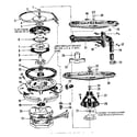 Kenmore 587736610 motor, heater, and spray arm diagram