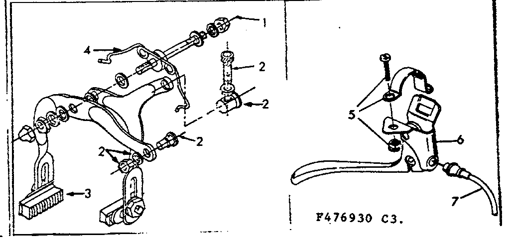 Sears 502476930 front & rear caliper hand brake replacement parts diagram