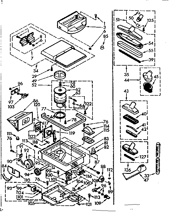 Kenmore 11629914900-1980 vacuum cleaner and attachment parts diagram