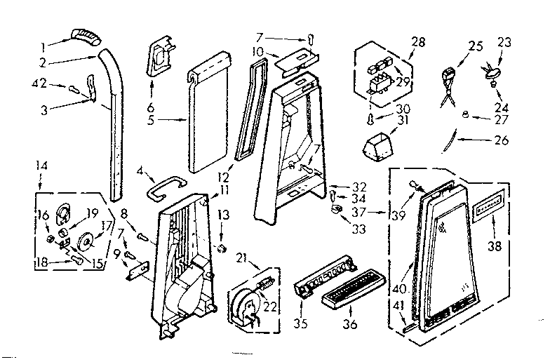 Kenmore 11630971 handle and bag housing diagram