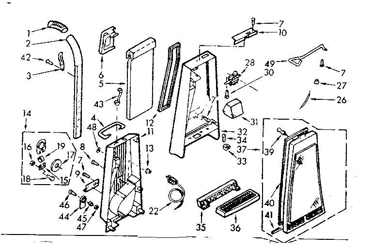Kenmore 11631900 handle and bag housing diagram
