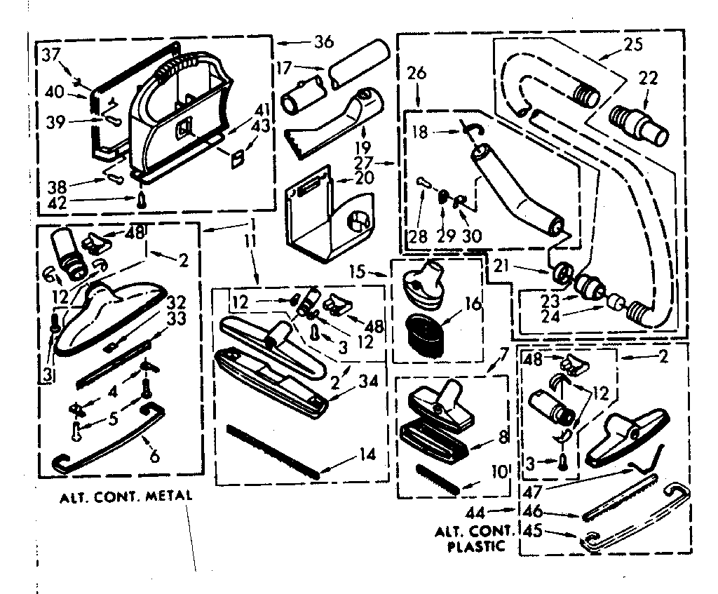 Kenmore 11640261 attachment parts diagram