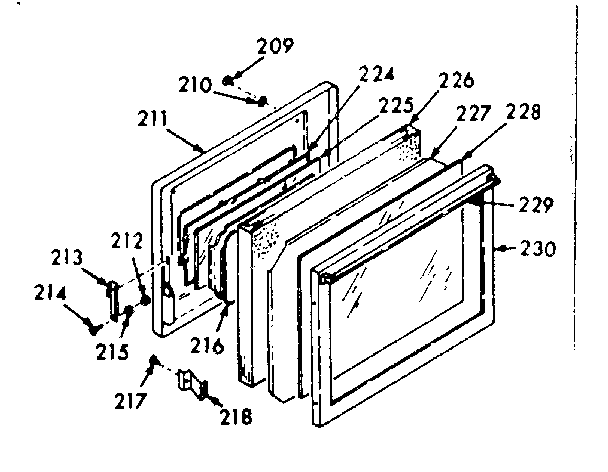 Kenmore 1034227060 full glass oven door diagram