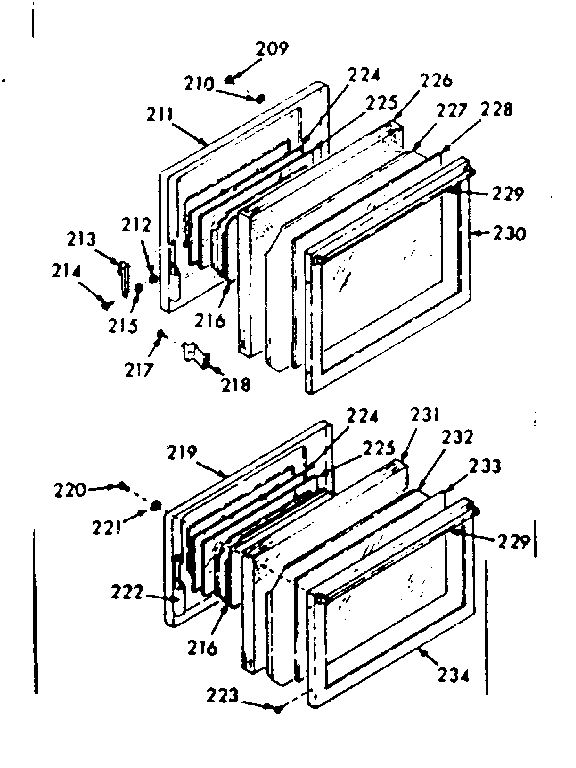 Kenmore 1034267020 full glass oven door diagram